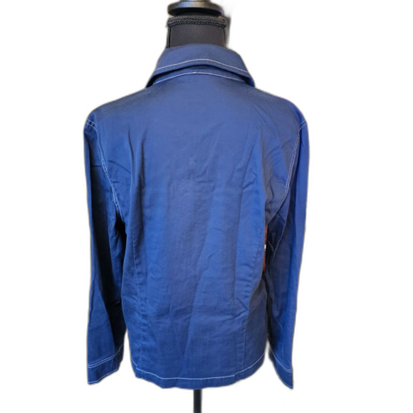 Navy Blue Utility Jacket Koret Size S Contrast Stitching, Zip & Button Pockets - Picture 2 of 6
